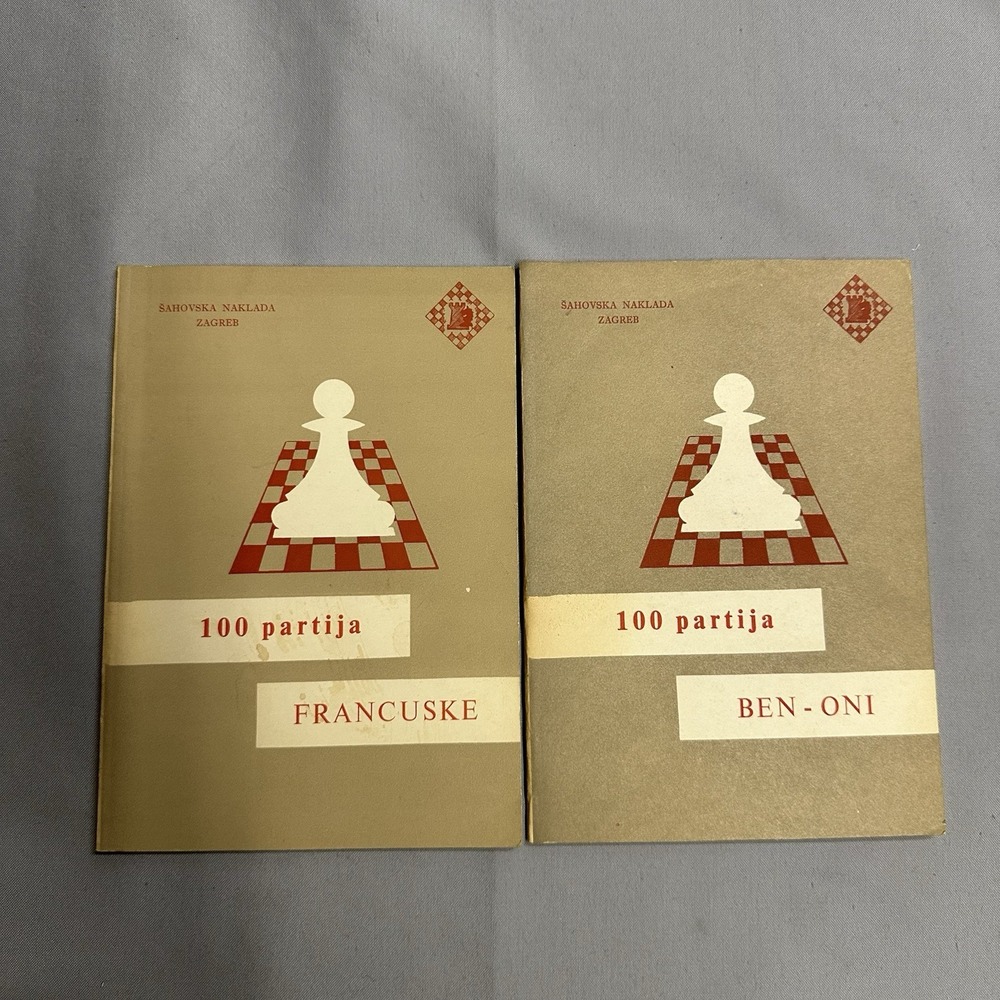 Vatroslav Petek Ben-Oni Francuske 100 Partija Chess Book Lot 1972 Zagreb Yugosla